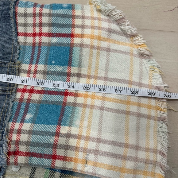 Free People XS/S Sirius Plaid Denim Trucker Shirt Jacket Shacket Bohemian - Picture 15 of 16